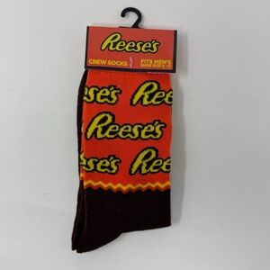 Men’s Novelty Reese’s Crew Socks - Orange and Brown